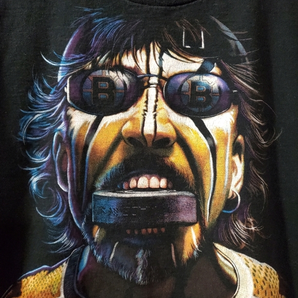 Vintage 90s Liquid Blue Puckhead Boston Bruins Tee - Size L - Picture 3 of 8